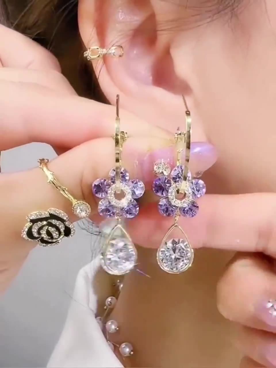 💖 Fashion Flower Crystal Earrings