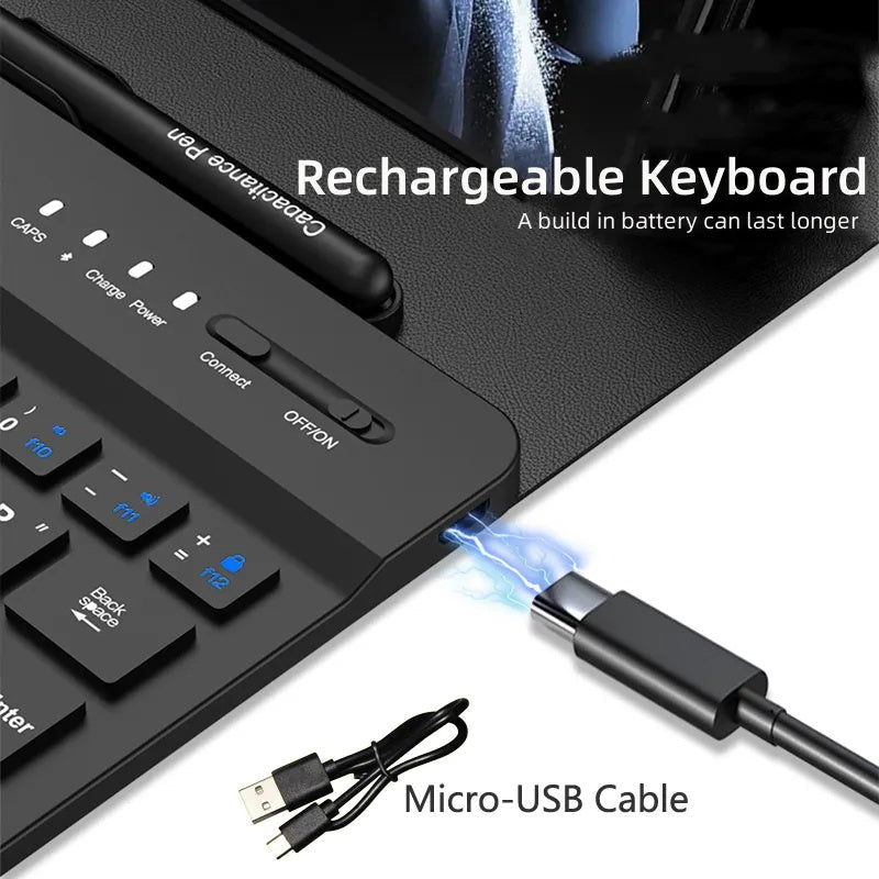 🔥50% OFF🔥Bluetooth Wireless Keyboard with Leather Case for Samsung