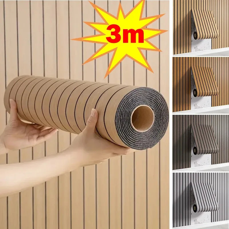 WoodWave™ 3D Acoustic Wall Panels – Self-Adhesive Home Makeover Roll (3M)