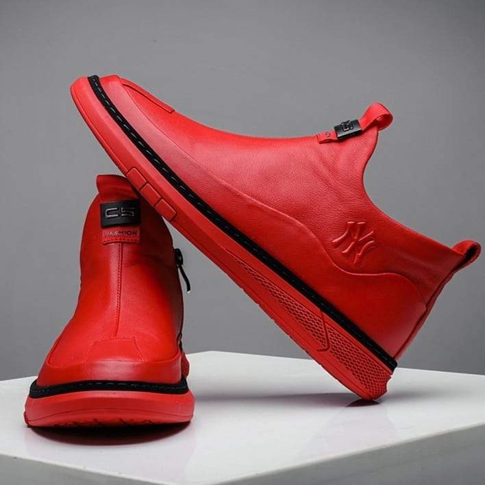 Solid color casual sneakers with side zippers