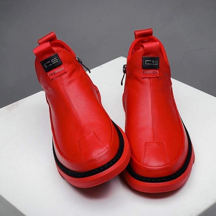 Solid color casual sneakers with side zippers