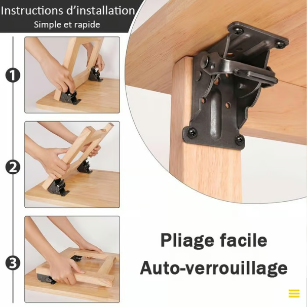 ⏳Limited 50% Discount🎁Heavy Duty Folding Table Leg Brackets with Self-Locking Hinges