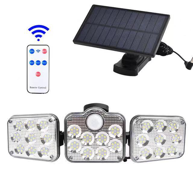 Triple Split LED Solar Powered Patio Body Sensor Wall Light