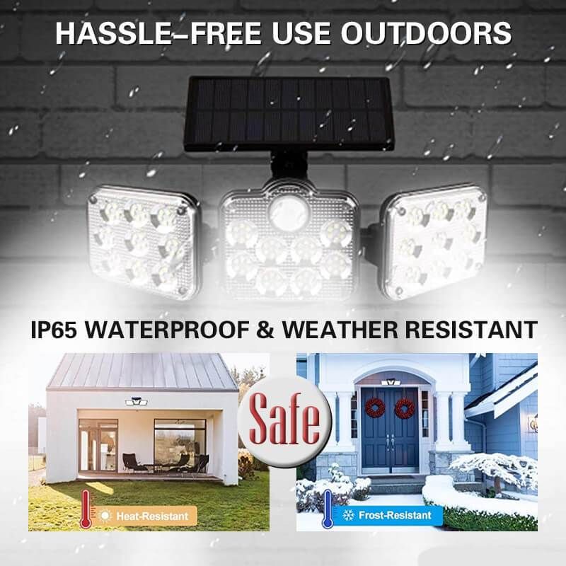 Triple Split LED Solar Powered Patio Body Sensor Wall Light