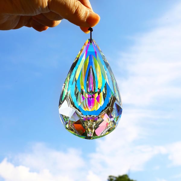 120 mm AB-colored hanging crystal prism suncatcher