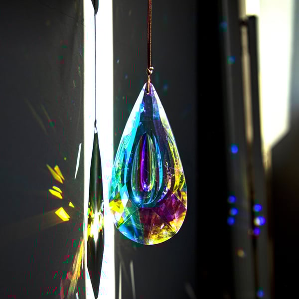 120 mm AB-colored hanging crystal prism suncatcher
