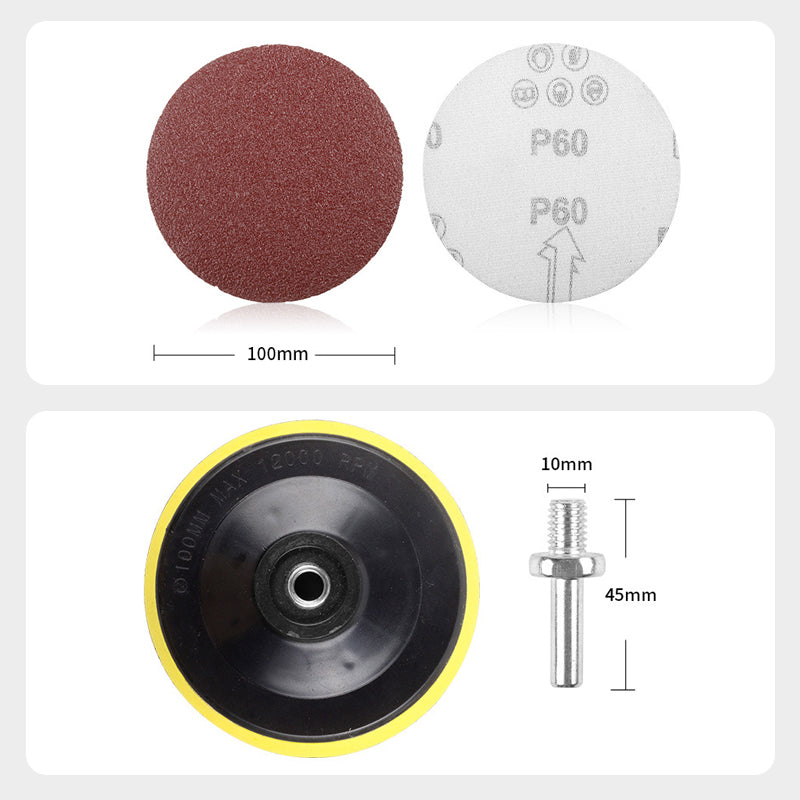 100pcs/Set 4''(100mm) Round Flocking Sandpaper with Sanding Backing Plate