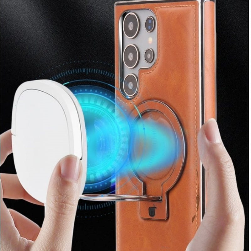 Retro Style Magnetic Phone Case with Stand For Samsung