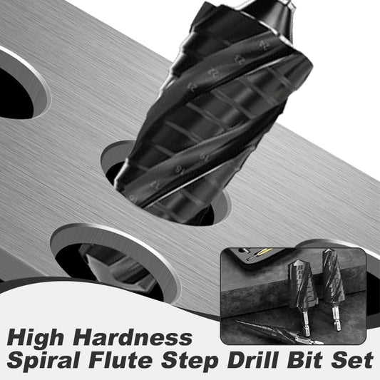 ✨🏆50% discount🏆High Hardness Spiral Flute Step Drill Bit Set