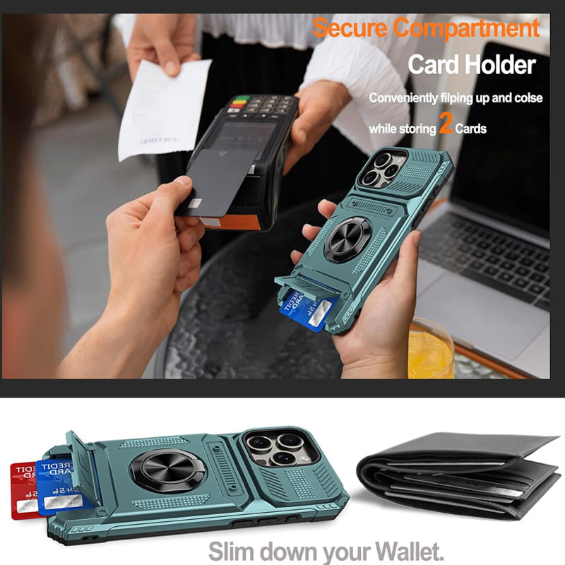 🏆Hot Sale 50% OFF⏳Card Holder & Ring Grip Full-Body Anti-Shock Case