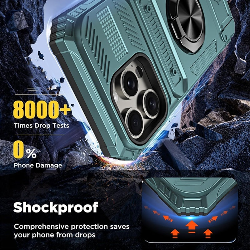🏆Hot Sale 50% OFF⏳Card Holder & Ring Grip Full-Body Anti-Shock Case