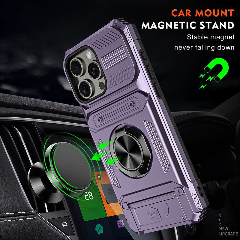 🏆Hot Sale 50% OFF⏳Card Holder & Ring Grip Full-Body Anti-Shock Case